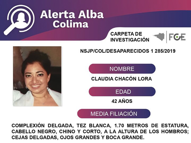 Activan Alerta Alba para encontrar a Claudia Chacón