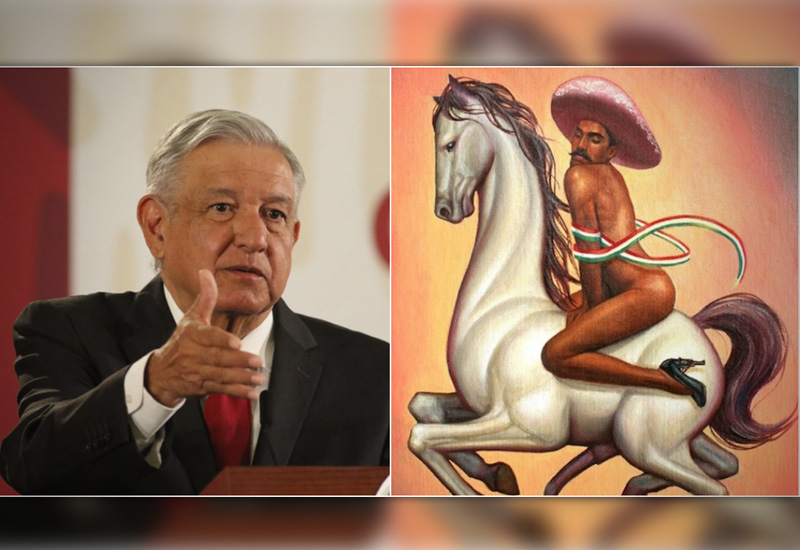 AMLO considera un “homenaje” la obra de Zapata en Bellas Artes; condena crímenes de odio en comunidad LGBT