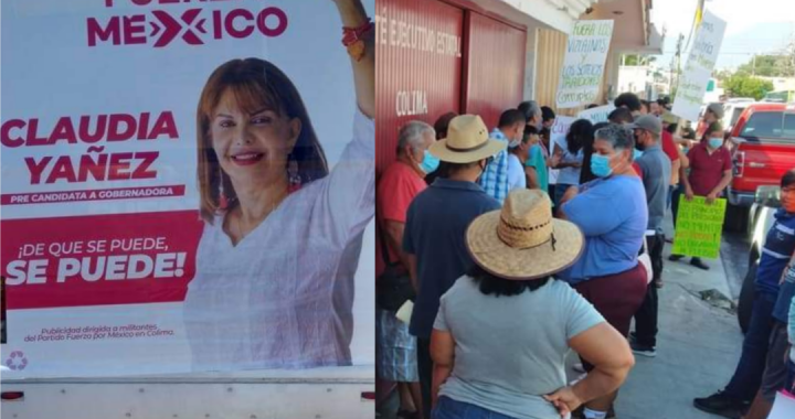 Claudia Yáñez envía manifestantes a sede de Morena en Colima