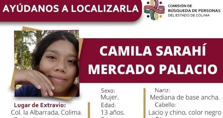 Piden ayuda para localizar a Camila, de 13 años de edad