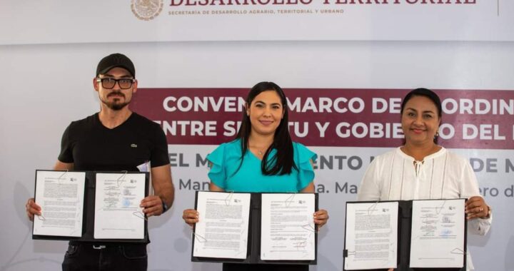 Indira y Sedatu firman convenio; se harán 5 obras de Mejoramiento Urbano en Manzanillo