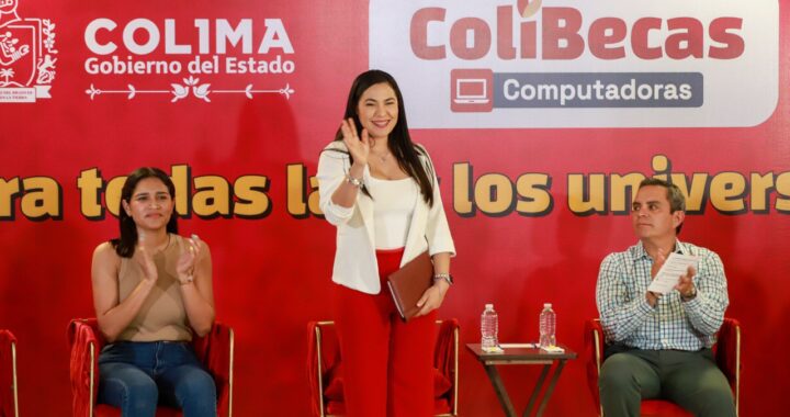 Gobernadora anuncia computadoras gratis a estudiantes de UdeC campus Coquimatlán