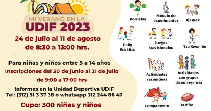 DIF Estatal Colima invita a Curso de Mi Verano en la UDIF 2023 para niñas, niños y adolescentes