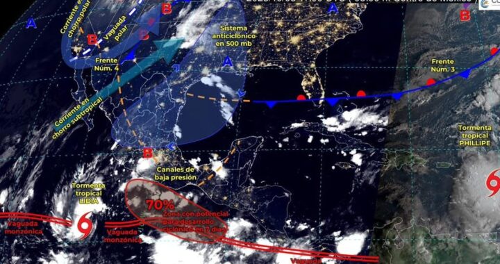 Tormenta Tropical Lidia al sur de costas de Colima generará lluvias fuertes, hoy martes