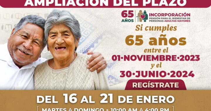 Última oportunidad: se amplía el plazo hasta el 21 de enero para registro a pensión para adultos mayores