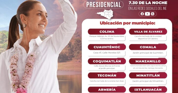 Voceros de Claudia Sheinbaum en Colima invitan a ver 1er Debate Presidencial en plazas públicas