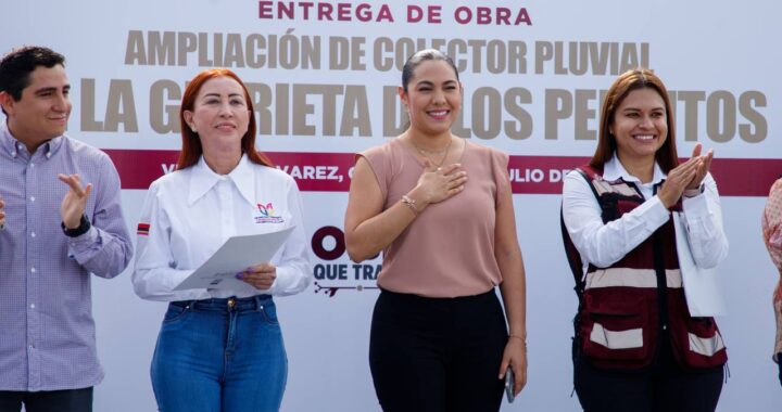 Indira Vizcaíno entrega colector pluvial en la ‘Glorieta de Los Perritos’; se invirtieron 61.5 mdp y beneficia a miles de colimenses