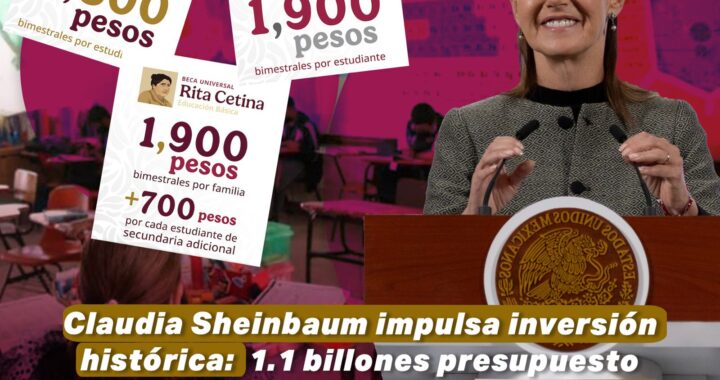 Claudia Sheinbaum impulsa inversión histórica: 1.1 billones presupuesto educativo 2026, para becas, escuelas y el futuro del Pueblo