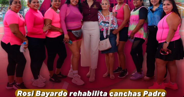 Rosi Bayardo rehabilita canchas Padre Hidalgo en Manzanillo tras años de abandono.